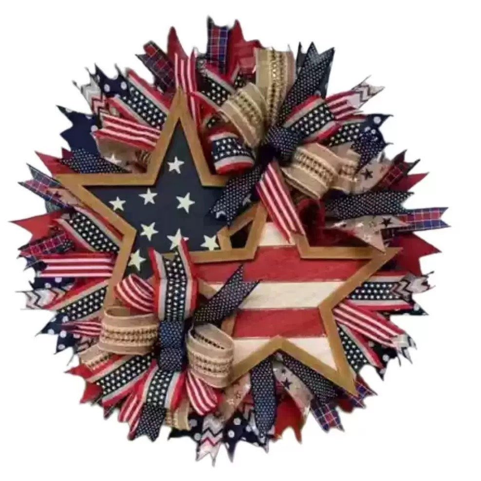 Rustic American Flag Star Wreath